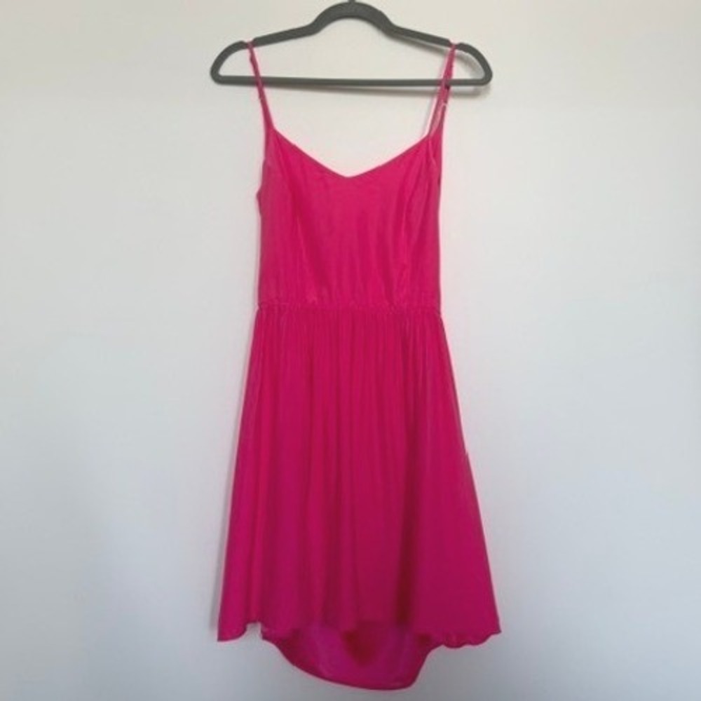 Parker Elena 100% Silk Pink Mini Dress | Open Tie Back Cocktail | Size Large